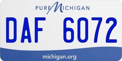 MI license plate DAF6072