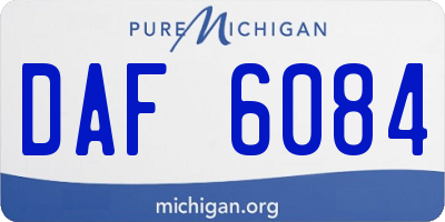 MI license plate DAF6084