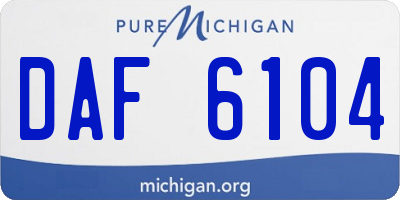 MI license plate DAF6104