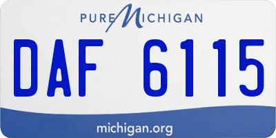 MI license plate DAF6115