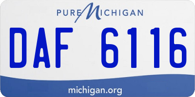 MI license plate DAF6116