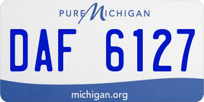 MI license plate DAF6127