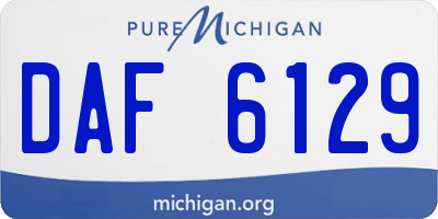 MI license plate DAF6129