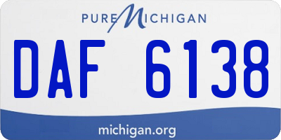 MI license plate DAF6138