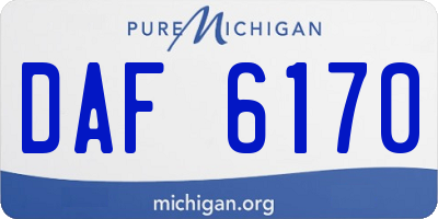 MI license plate DAF6170
