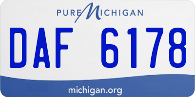 MI license plate DAF6178