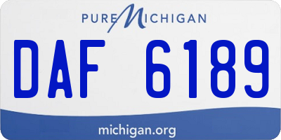MI license plate DAF6189
