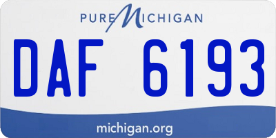 MI license plate DAF6193