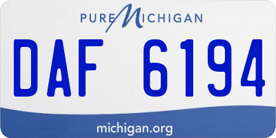 MI license plate DAF6194