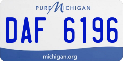 MI license plate DAF6196
