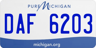 MI license plate DAF6203