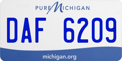 MI license plate DAF6209