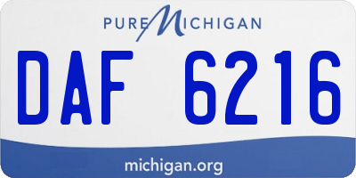MI license plate DAF6216