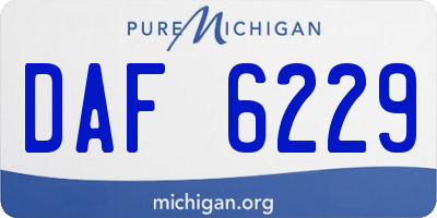 MI license plate DAF6229