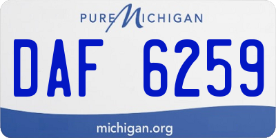 MI license plate DAF6259