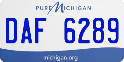 MI license plate DAF6289