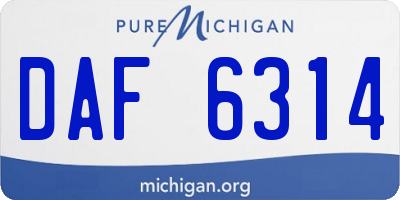 MI license plate DAF6314