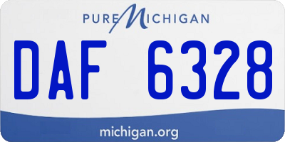 MI license plate DAF6328
