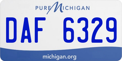 MI license plate DAF6329