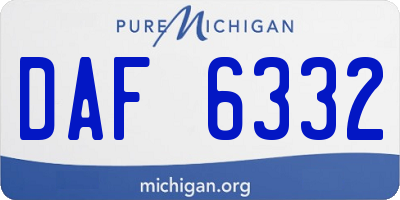 MI license plate DAF6332