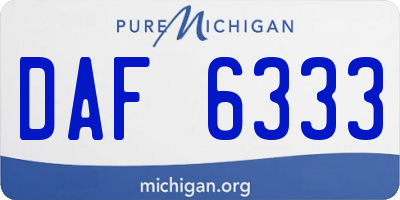 MI license plate DAF6333