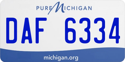 MI license plate DAF6334