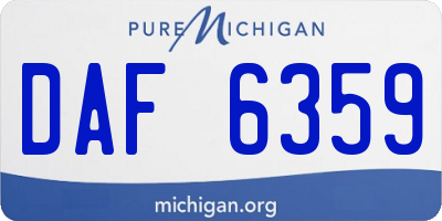 MI license plate DAF6359