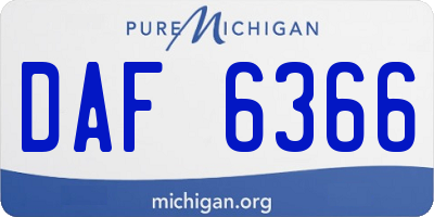 MI license plate DAF6366
