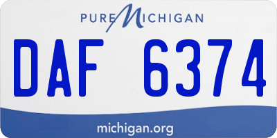 MI license plate DAF6374