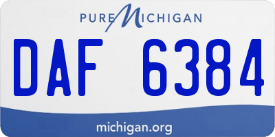 MI license plate DAF6384