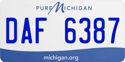 MI license plate DAF6387