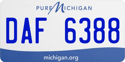MI license plate DAF6388