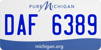MI license plate DAF6389