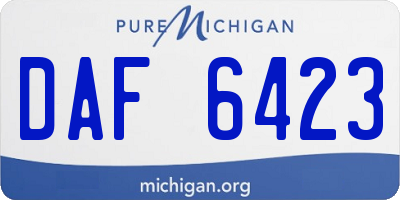 MI license plate DAF6423