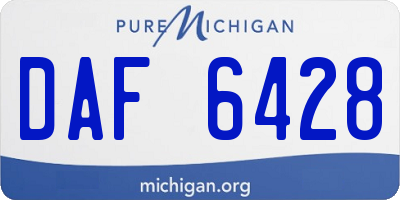 MI license plate DAF6428