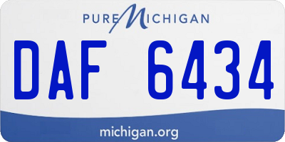 MI license plate DAF6434