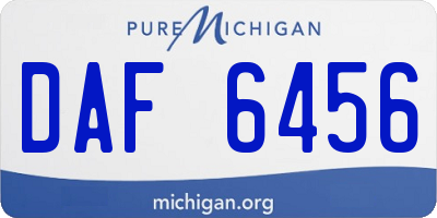 MI license plate DAF6456