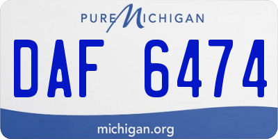 MI license plate DAF6474