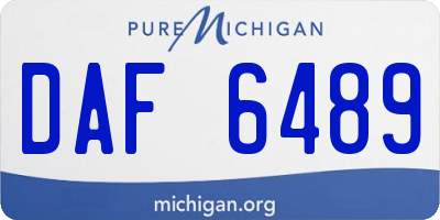 MI license plate DAF6489