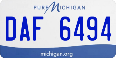 MI license plate DAF6494