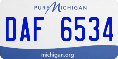 MI license plate DAF6534