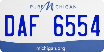 MI license plate DAF6554