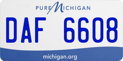 MI license plate DAF6608