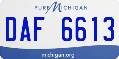 MI license plate DAF6613