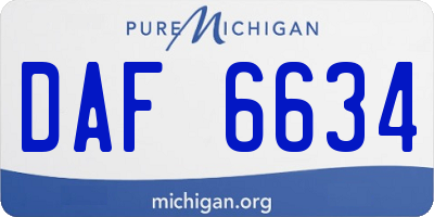 MI license plate DAF6634