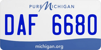 MI license plate DAF6680