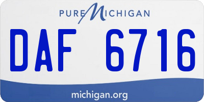 MI license plate DAF6716