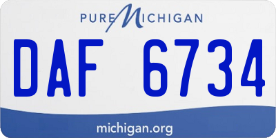 MI license plate DAF6734