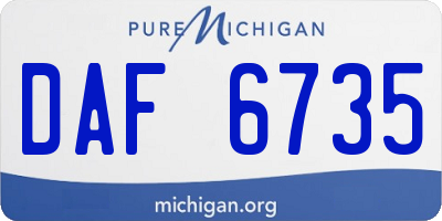 MI license plate DAF6735