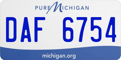MI license plate DAF6754